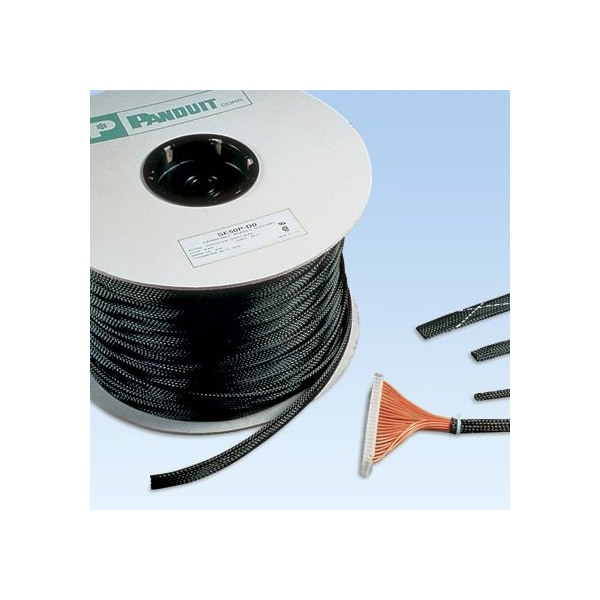 Braided Cable Sleeve, 1-1/4 in Inside Dia., 1-1/2 in Max Bundle Dia., 200 ft, Gray